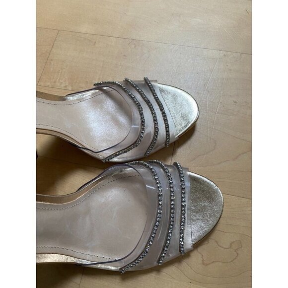 SCHUTZ "Rowenah" jewelled heels gold rhinestones sandals sz 11 - Picture 8 of 12